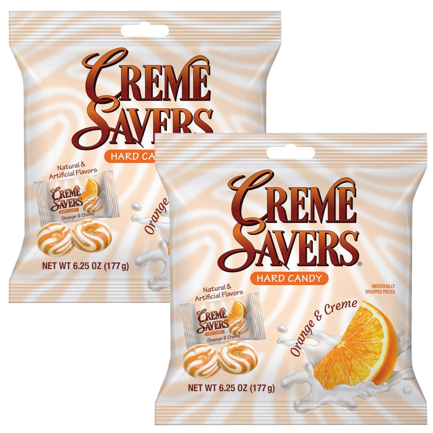 Cream Savers Strawberry & Cream And Orange & Cream, 6.25 Ounce Bag (Pack Of 4) 2 Of Each Flavor, Individually Wrapped Hard Candy