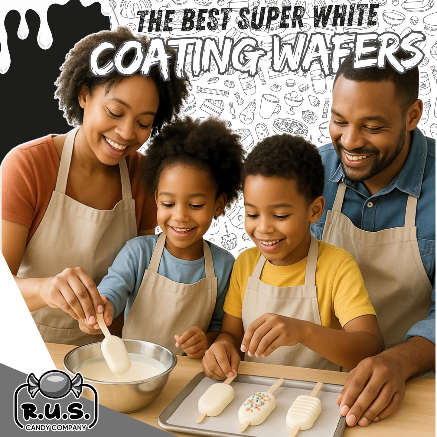 Super White Chocolate Melting Wafers 16oz (1 lb) by RUS Candy Company Perfect for Dipping  Coating  Baking  Molding & More