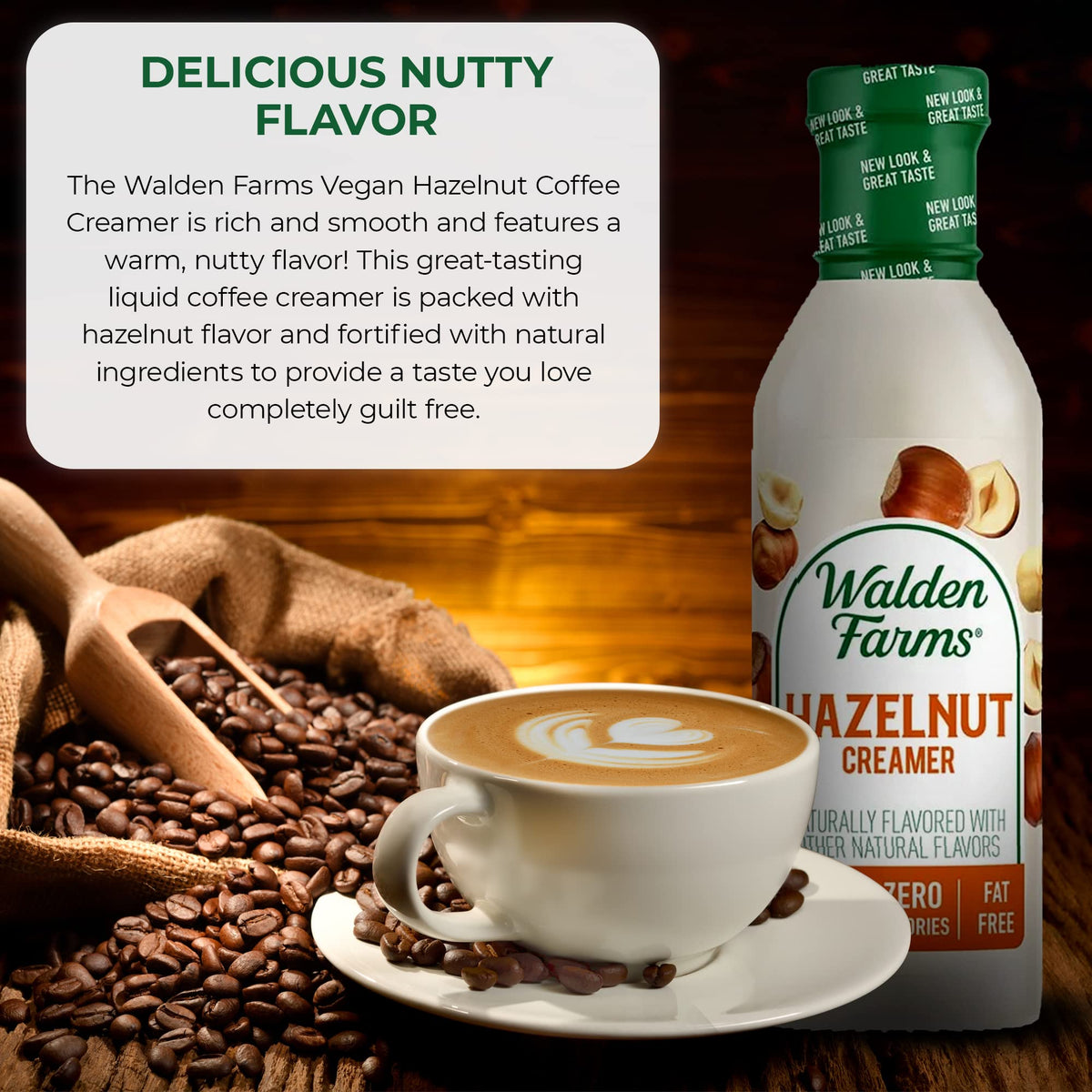Walden Farms Hazelnut Coffee Creamer 12 Oz Bottle (Pack Of 2) Rich & Smooth | Fresh And Flavorful | Vegan, Paleo And Keto Friend