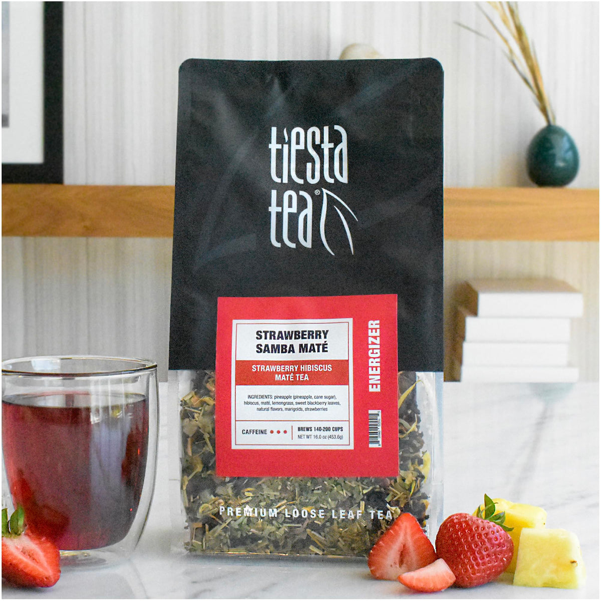 Tiesta Tea - Strawberry Samba Mate - Strawberry Hibiscus Mate Tea - Loose Leaf Tea Blend - High Caffeinated Fruit Tea - Make Hot