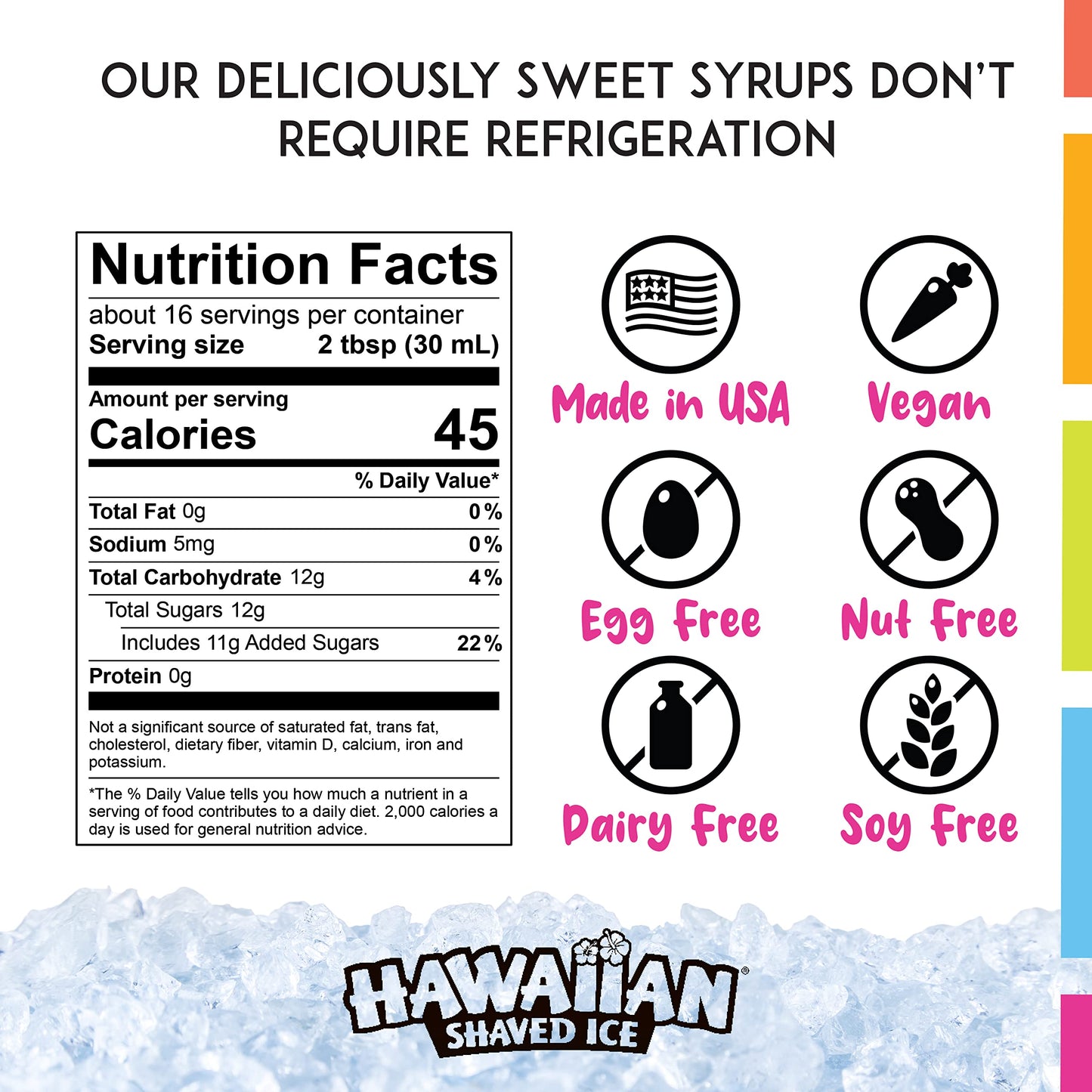 Hawaiian Shaved Ice Syrup 6-Pack, Sour Flavors for Slushies, Italian Soda, 16 Fl Oz Each