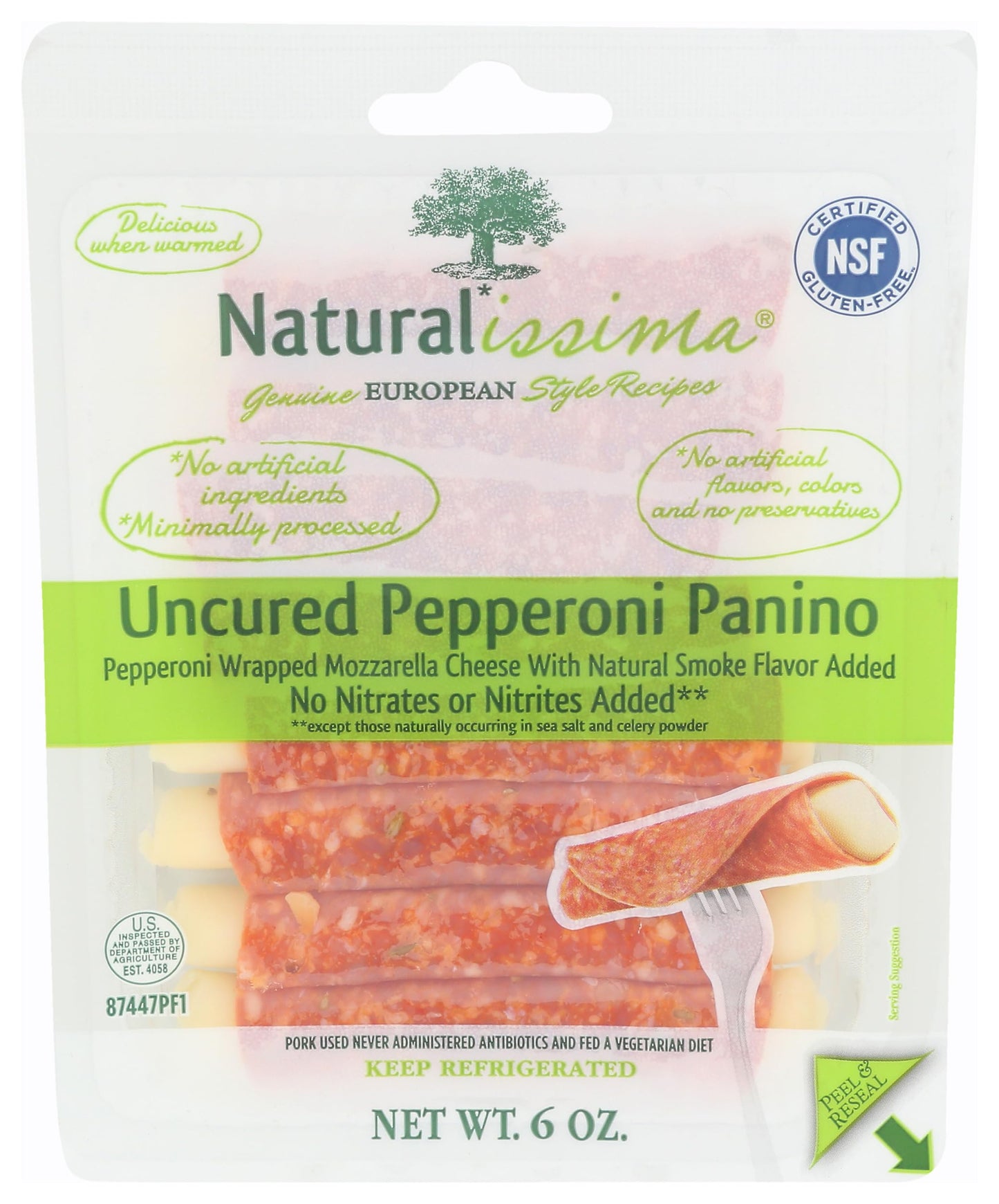 Naturalissima, Uncured Pepperoni Panino, 6 oz