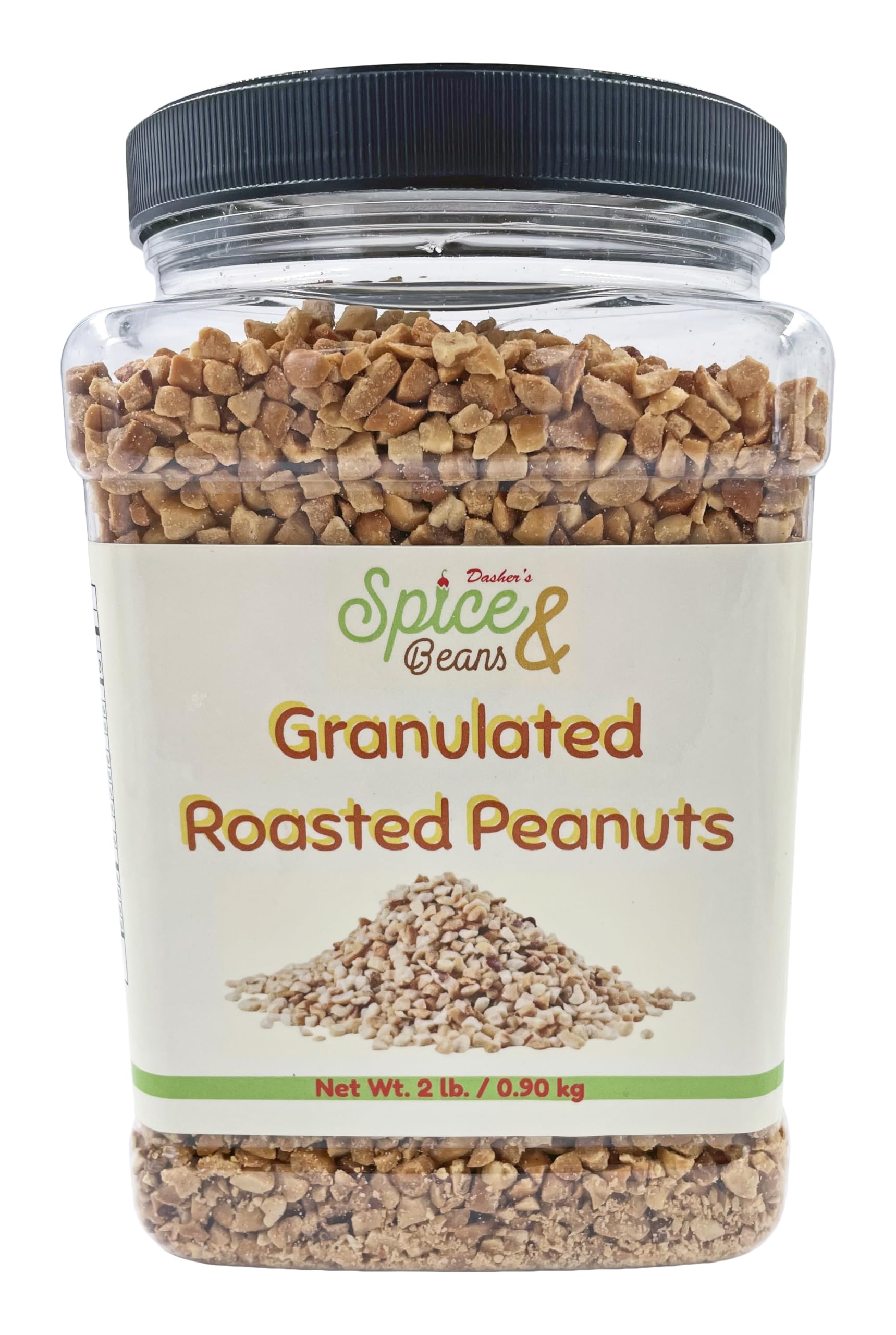 Granulated Roasted Peanuts | 2 lb Container | by Dasher's Spice & Beans