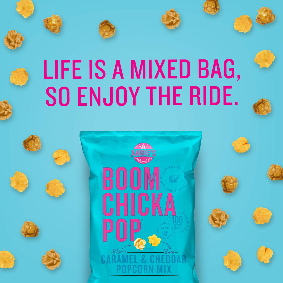 Angies BOOMCHICKAPOP Caramel & Cheddar Popcorn Mix, 6 oz. (Pack of 12)