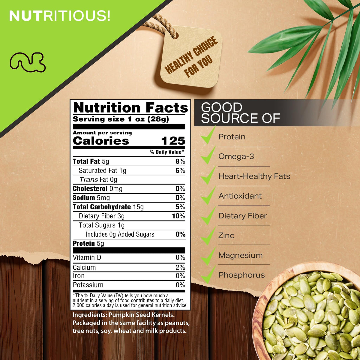 Nut Cravings - Raw Pumpkin Seeds Pepitas, Unsalted, Shelled, Superior To Organic (48Oz - 3 Lb) Bulk Nuts Packed Fresh In Reseala