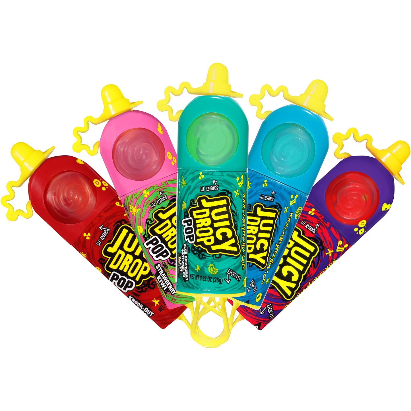 Juicy Drop Individually Wrapped Halloween Sour Bulk Candy Lollipops - 9 Ct Hard Candy with Sour Gel In Assorted Flavors, Fun Can