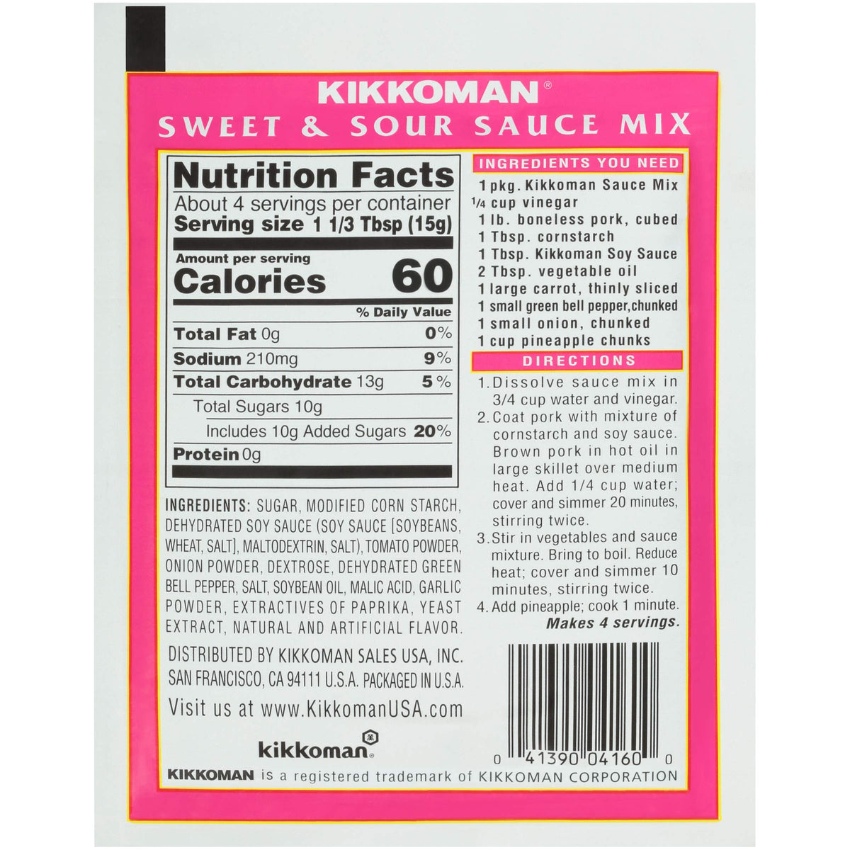 Kikkoman Sweet & Sour Seasoning Mix  2.125 Oz Packet (12 Pack)  0.16 Lb (Pack Of 12)