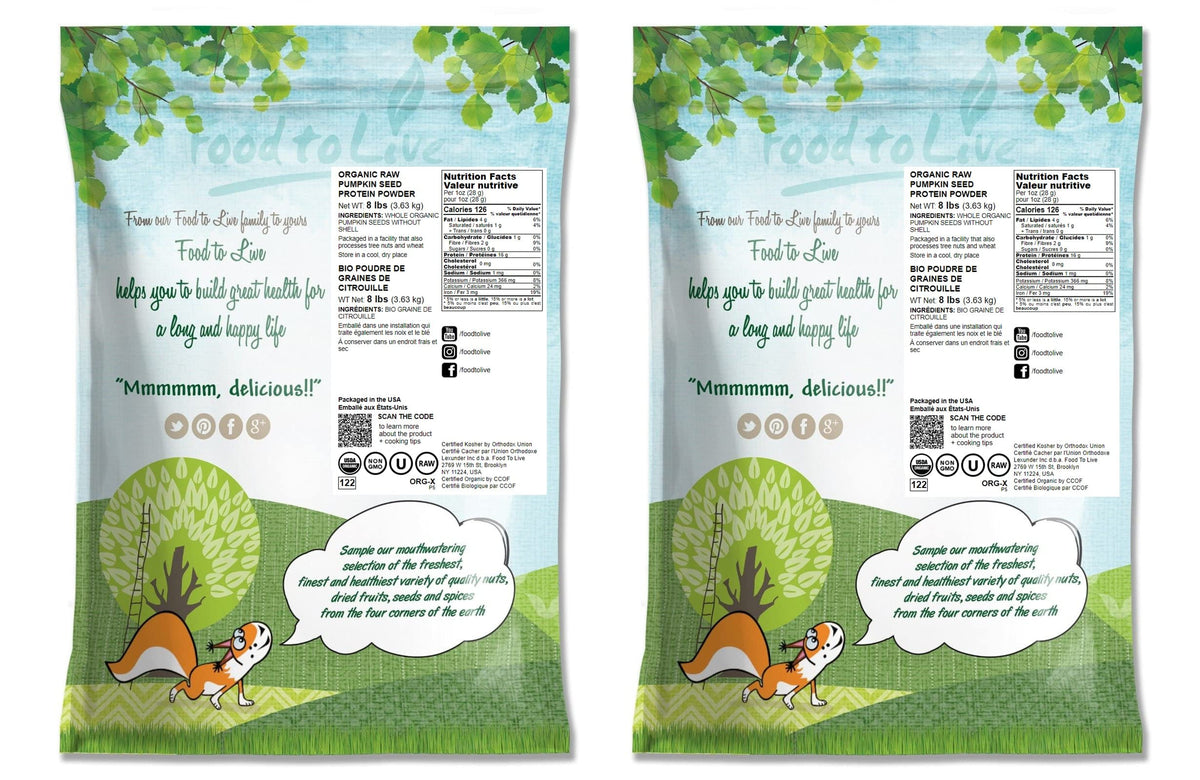 Food To Live Organic Pumpkin Seeds Protein Powder, 16 Pounds - 60% Protein, Non-Gmo, Non-Irradiated, Pure Flour, Kosher, Vegan S