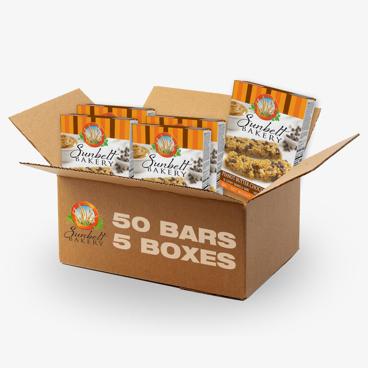 Sunbelt Bakery Peanut Butter Chocolate Chip Chewy Granola Bars, 50-1.0 Oz Bars (5 Boxes)