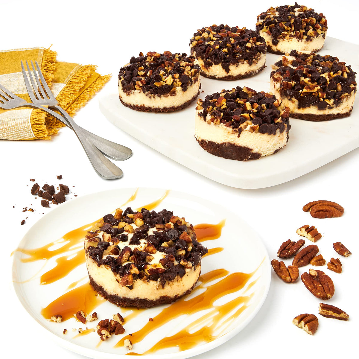 Davids Cookies Turtle Chocolate Pecan Mini Cheesecakes - 6 Gourmet Treats - 26.4 oz - Pack of 1