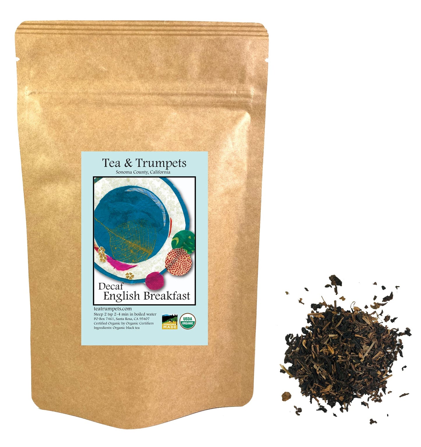 Tea & Trumpets USDA Organic Decaffeinated English Breakfast Loose Leaf Tea - 8 oz