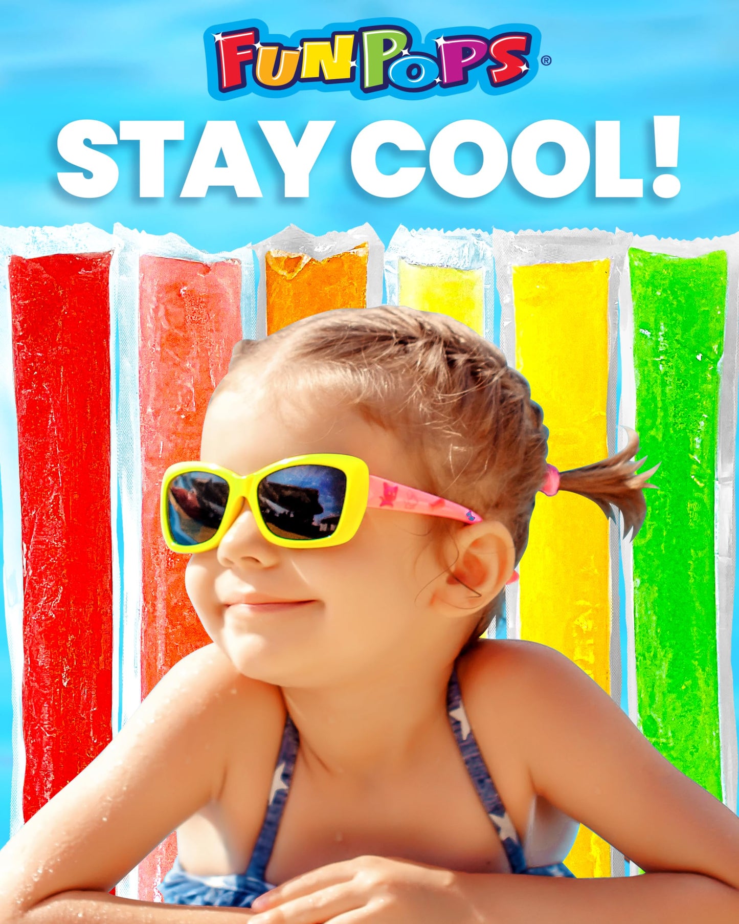 Funpops Frozen Ice Pops, 36-Fruit Flavored Freeze Pops, Frozen Summer Snack For All Ages, Low Calorie