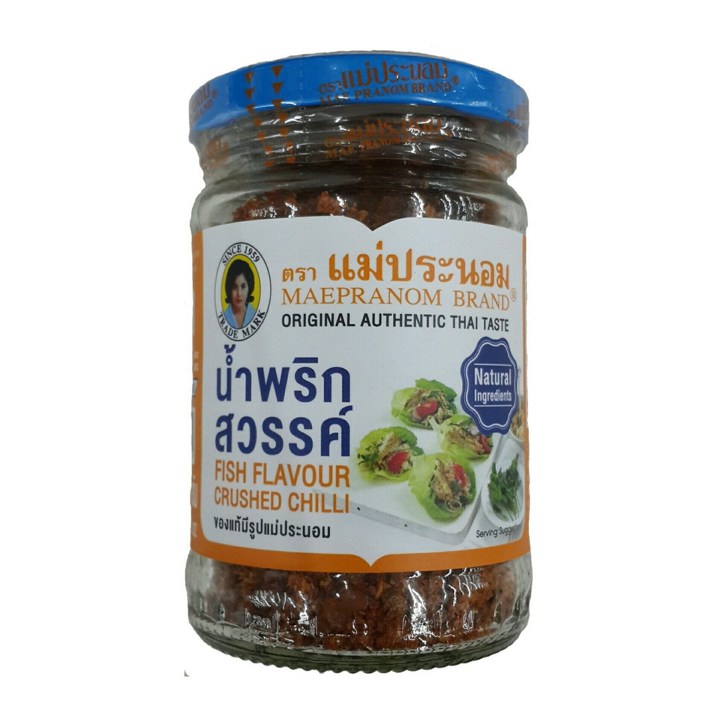 Bottle of Mae Pranom Fish Flavour Crushed Chili 134g