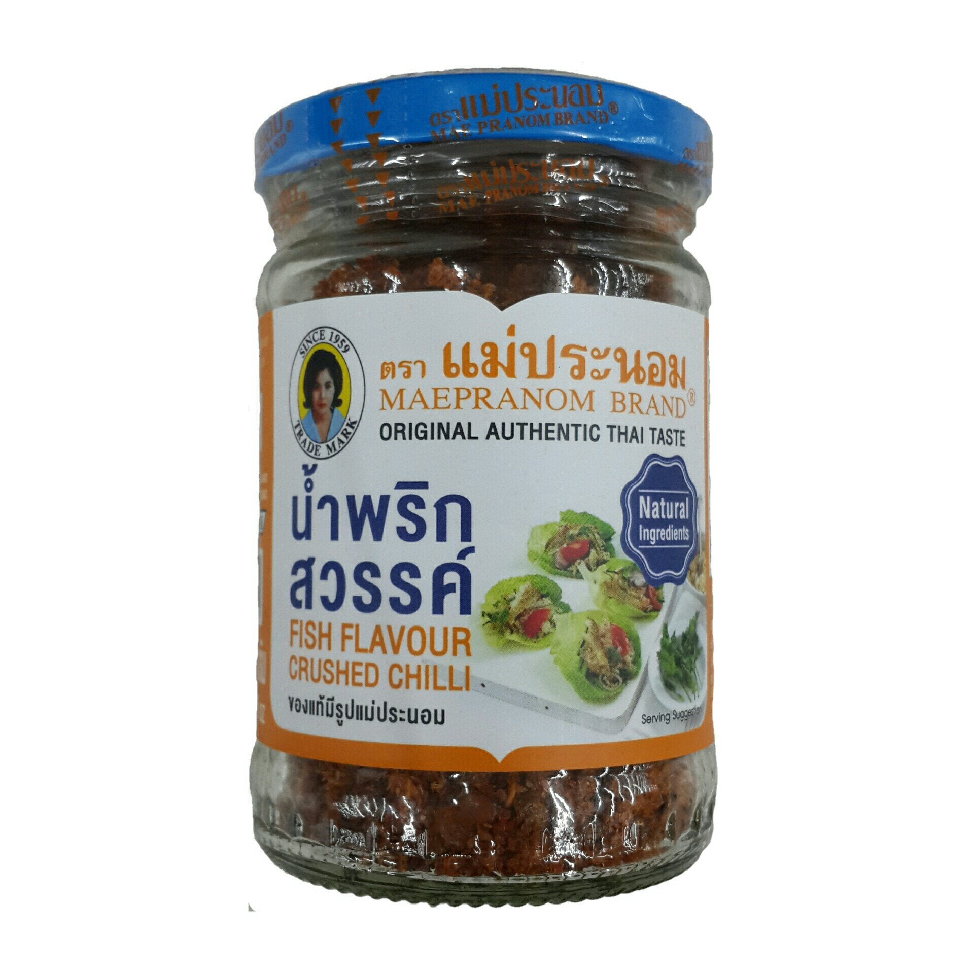 Bottle of Mae Pranom Fish Flavour Crushed Chili 134g