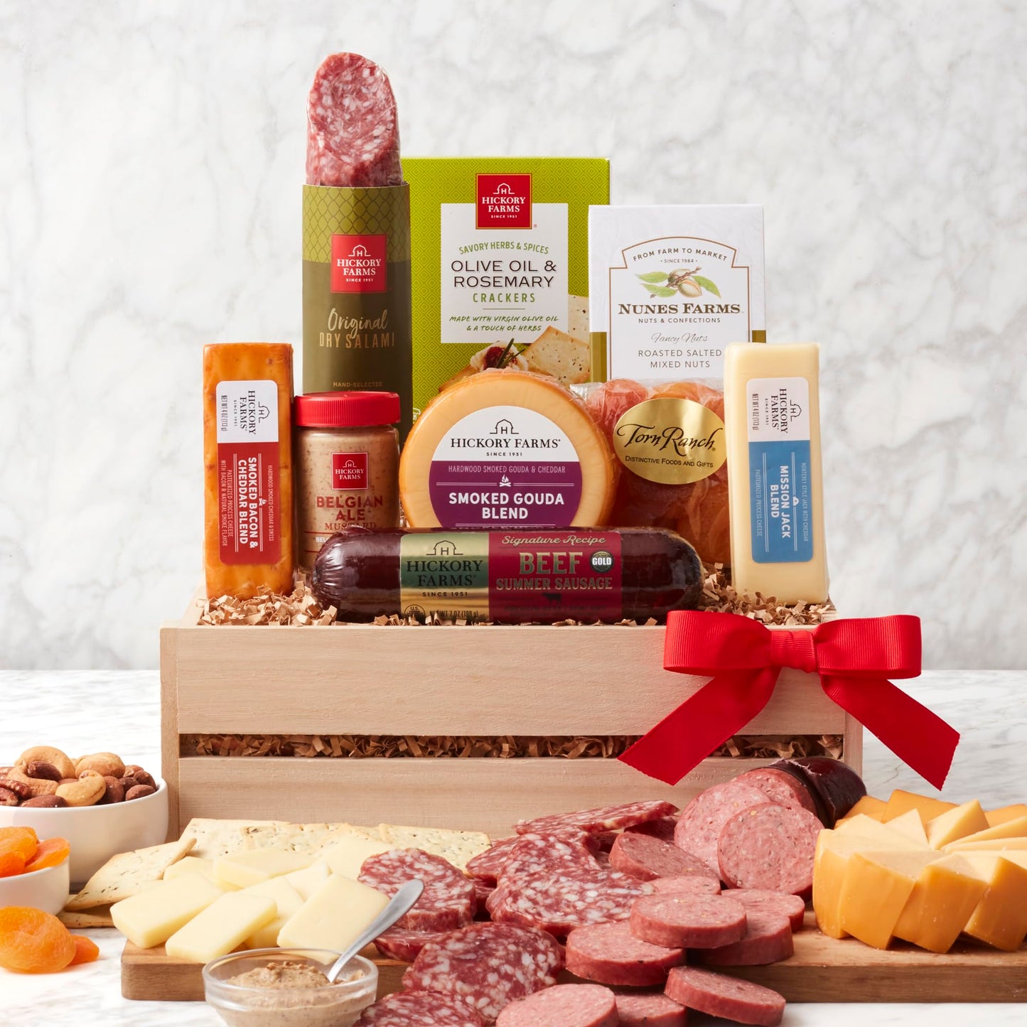 Hickory Farms Enhanced Signature Beef Meat & Cheese Gift Basket | Charcuterie Food | Salami | Summer Sausage | Fathers Day | Mothers Day | Easter | Christmas | Holiday | Housewarming | Gourmet | Sympathy | Care Package?