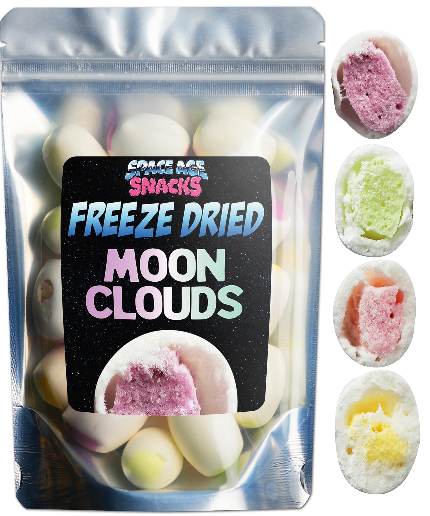 Space Age Snacks Premium Freeze Dried Hi Chews - Moon Clouds Candy, 4 Ounce, Boxed for Protection