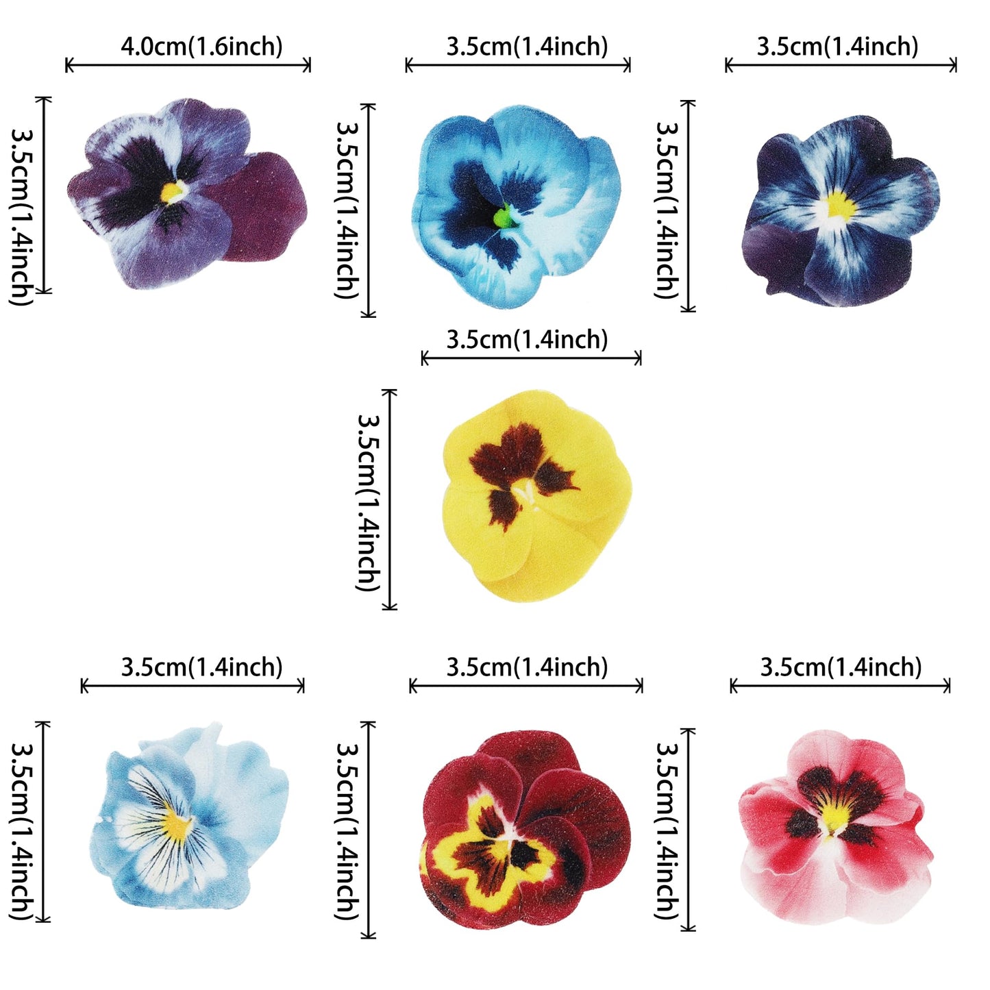 Rssta i 60 Pack Edible Flowers Cake Decorations, Wafer Paper Toppers for Wedding & Birthday, Design 10