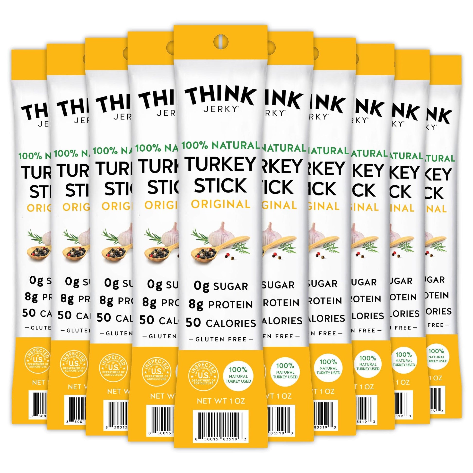 Think Jerky All-Natural Turkey Sticks  Gluten And Sugar Free  No Nitrates  Keto Paleo Friendly High Protein Low Carb Meat Snack - 1.0 Oz Sticks  10 Pack