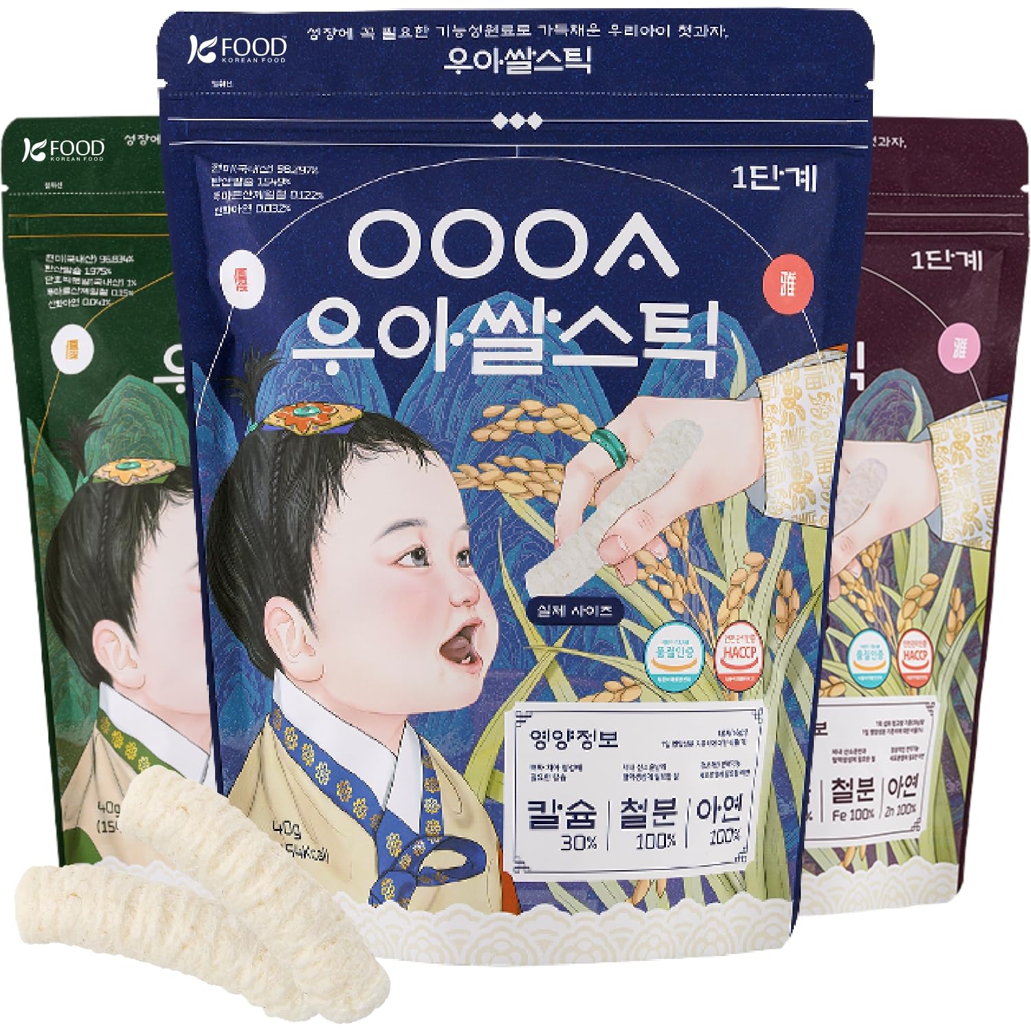 K FOOD BROWN RICE STICK Snack, No Additives, No Sugar, 40g*3Pack, Healthy Snack for Baby & Toddler