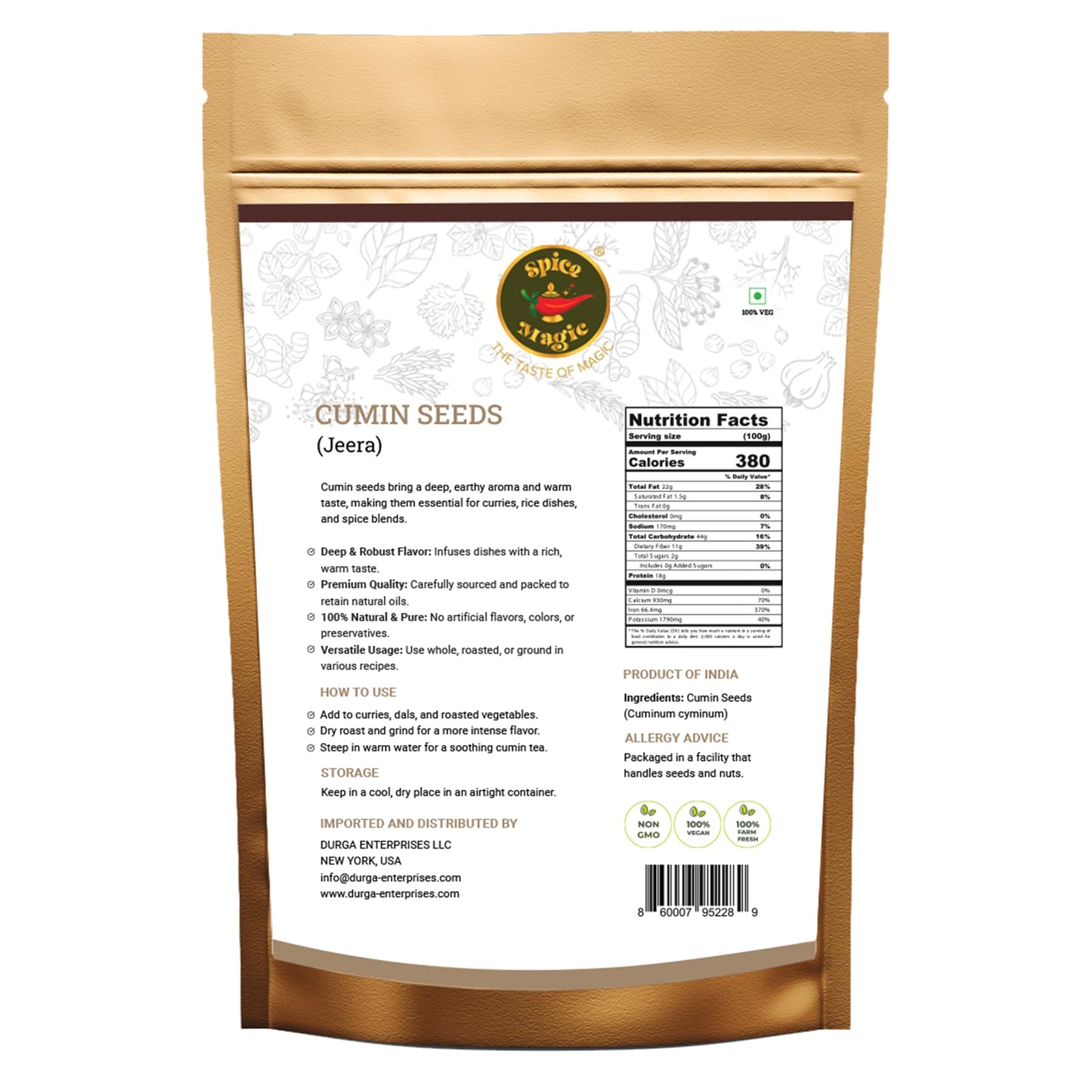 Spice Magic Cumin Seeds I 7 Oz (200 G) I Jeera Whole Cumin Seeds I 100% Fresh & Aromatic I Non-Gmo I Enhanced Quality For Cooking And Seasoning I Indian Spices