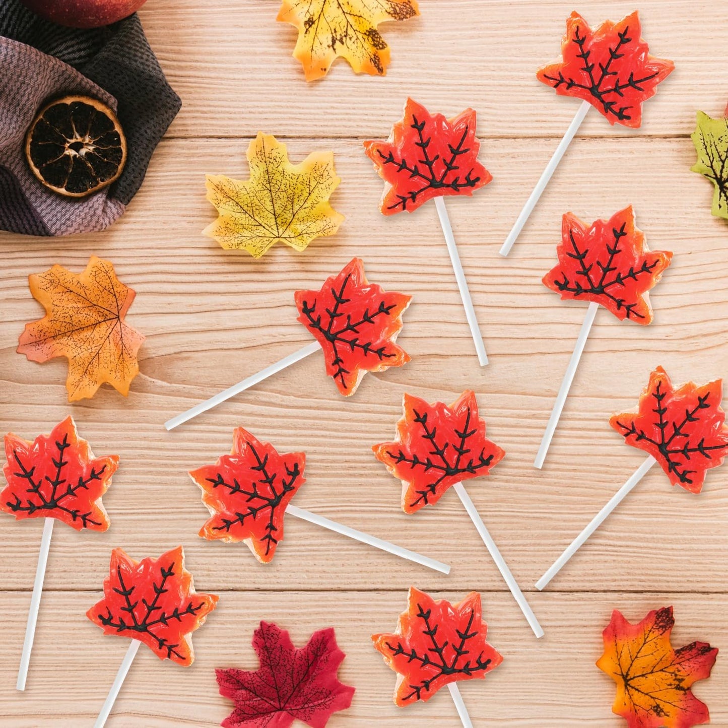Maple Leaf Lollipops  50 Pieces of Fall Candy Individually Wrapped  Perfect Fall Candy Favors for Fall  Autumn Parties  Cozy Fall Gatherings and Fall Celebrations