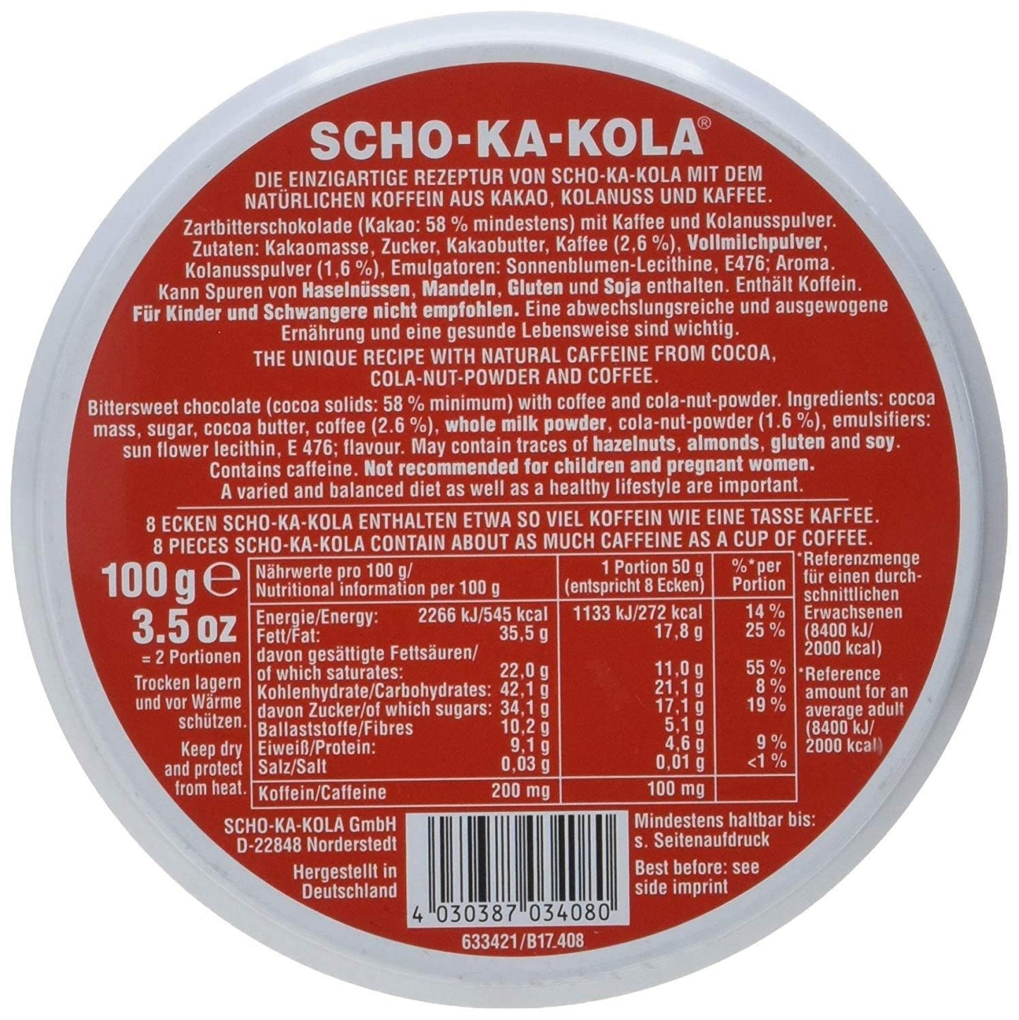 Militar SCHO-KA-KOLA Chocolate Mix with Caffeine, Dark & Milk, 2 Pack, 7.05 Ounce Each, Made in Germany