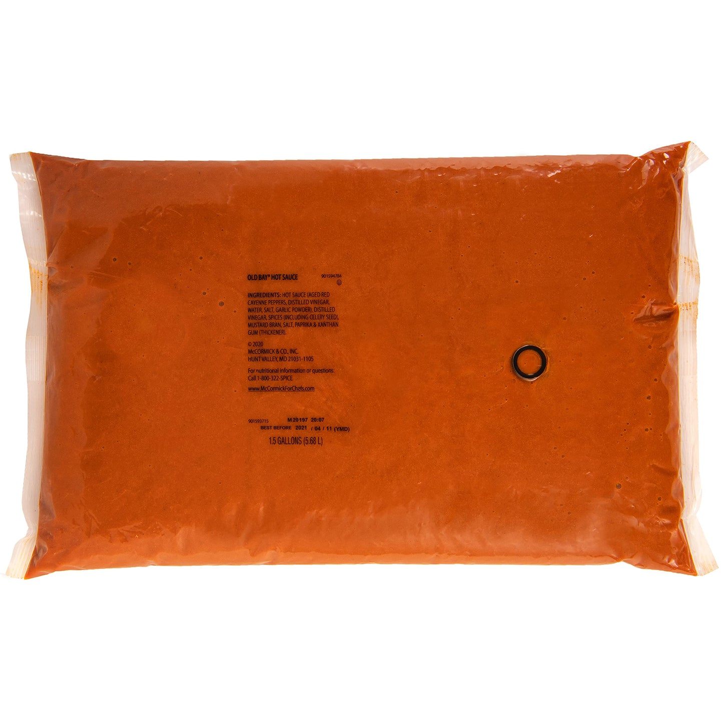 OLD BAY Hot Sauce Dispensing Pouch with Fitment, 1.5 gal - One 1.5 Gallon Pouch of Hot Sauce for Restaurant Pump Dispensers