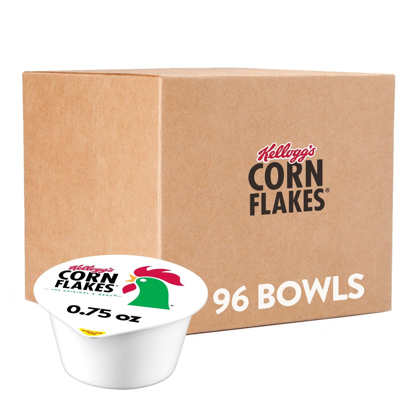 Kelloggs Corn Flakes Breakfast Cereal, Original, 0.75oz Pack of 96