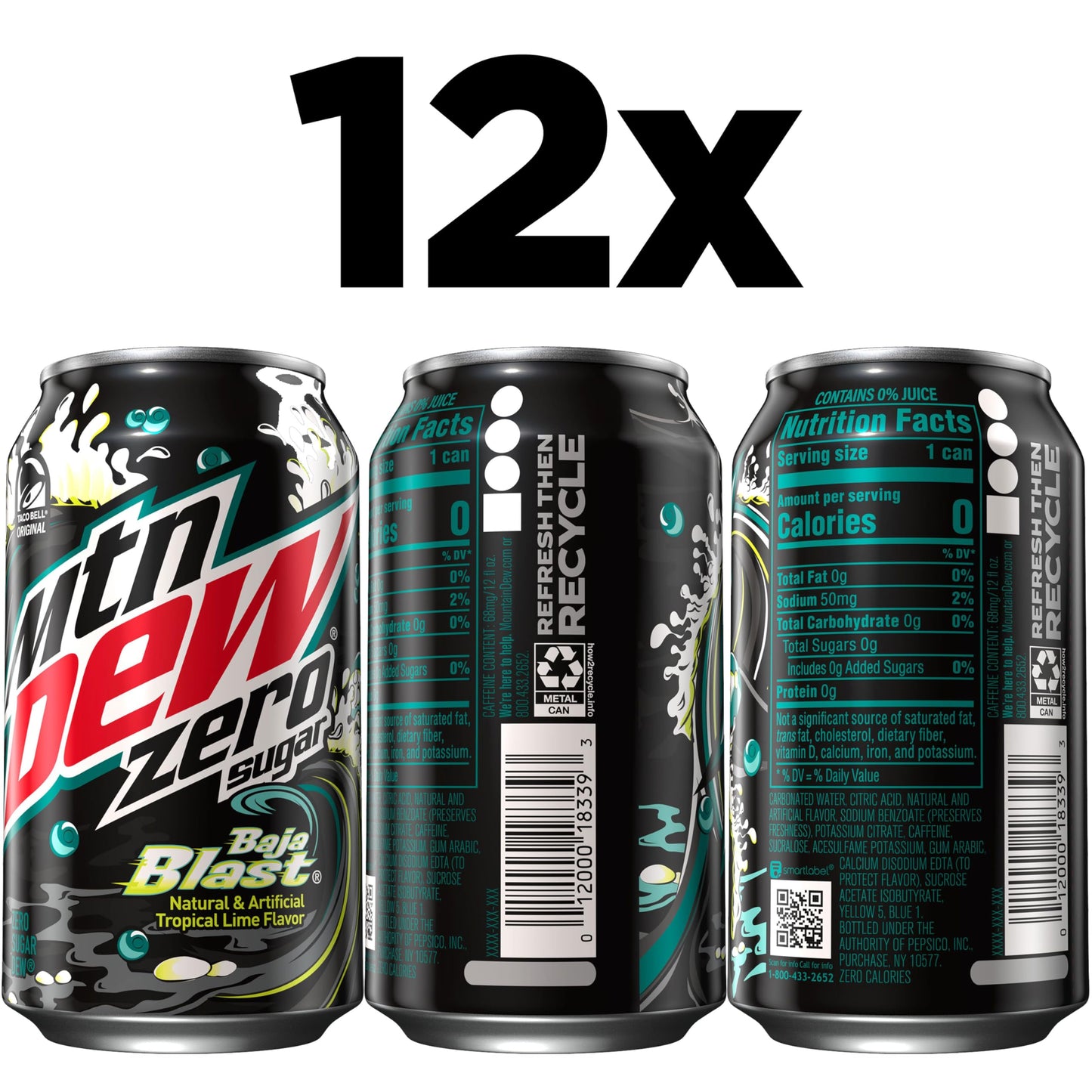 Mountain Dew Baja Blast Zero Sugar 12oz 12pk