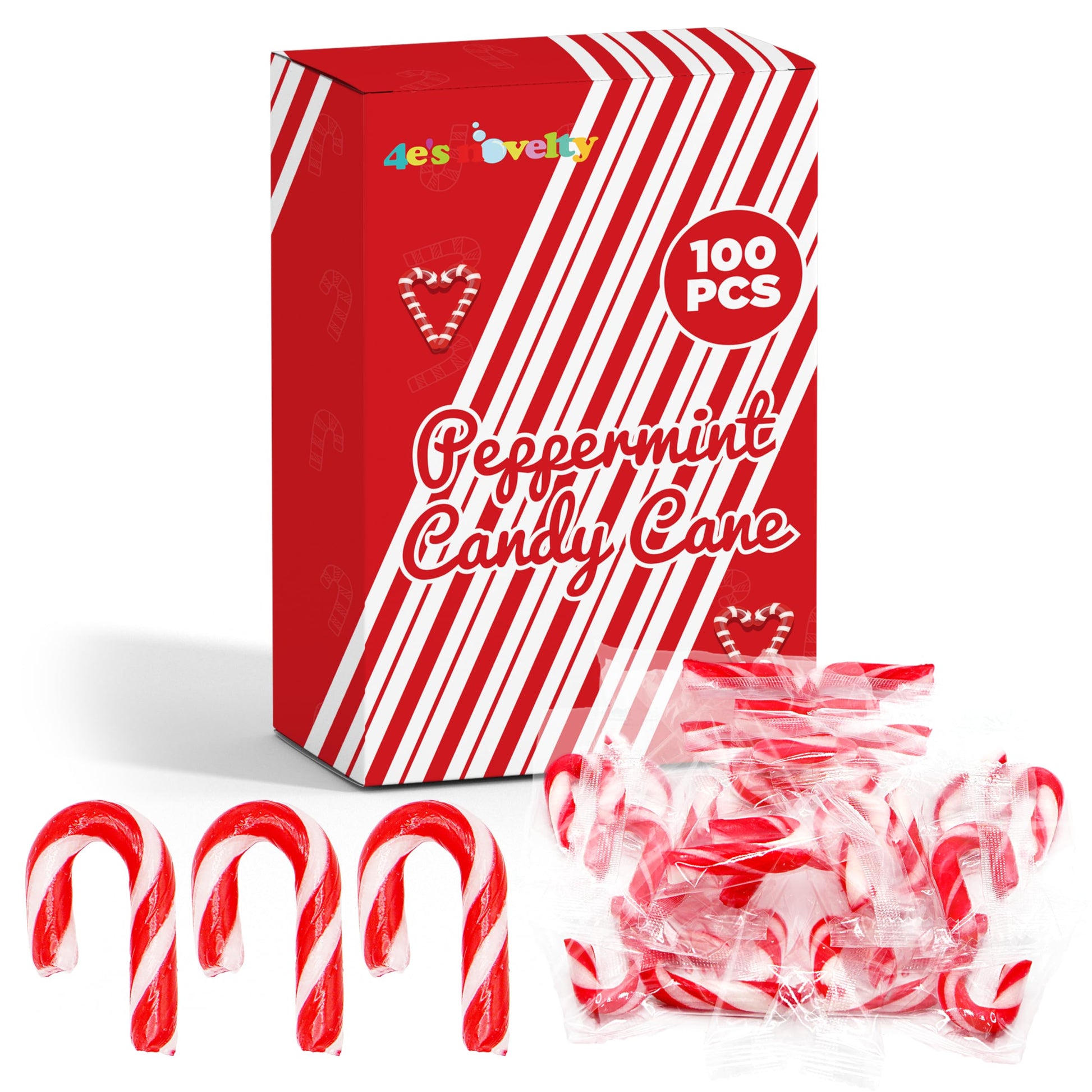 4ES Novelty 100 Pack Mini Candy Canes Bulk - Individually Wrapped  2-Inch Mini Candy Canes  Classic Peppermint Flavor  For Christmas Treats And Christmas Bulk Stocking Stuffers  Perfect For Kids & 18+ Uses