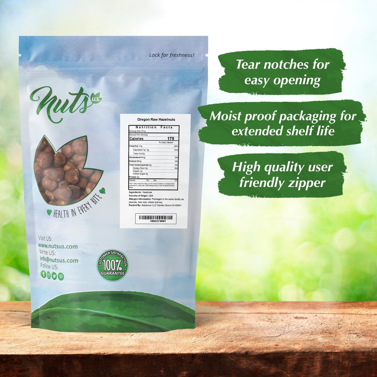 NUTS U.S. Oregon Hazelnuts In Shell - Whole, Raw, Unsalted - 1 Pound Resealable Bag