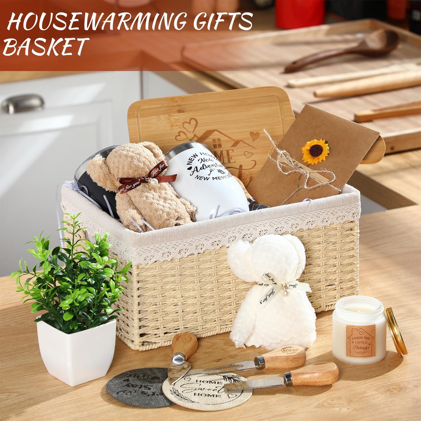 RimCereal House Warming Gifts Basket 21 Pieces Housewarming Gift for New Apartment Closing Gifts for Buyers Couples Women Men Ne