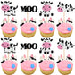 24 Pcs Cow Cupcake Toppers Glitter Farm Animals Moo Cupcake Picks Cow Theme Baby Shower Kids Birthday Party Cake Decorations Sup