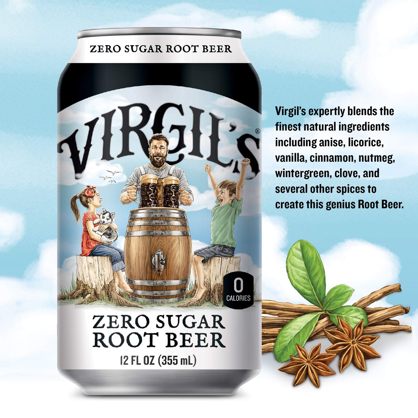 Virgils Zero Sugar Root malt-inspired, Keto Friendly Soda, 12 Fl Oz (Pack of 6), Great Tasting, Model 17710007