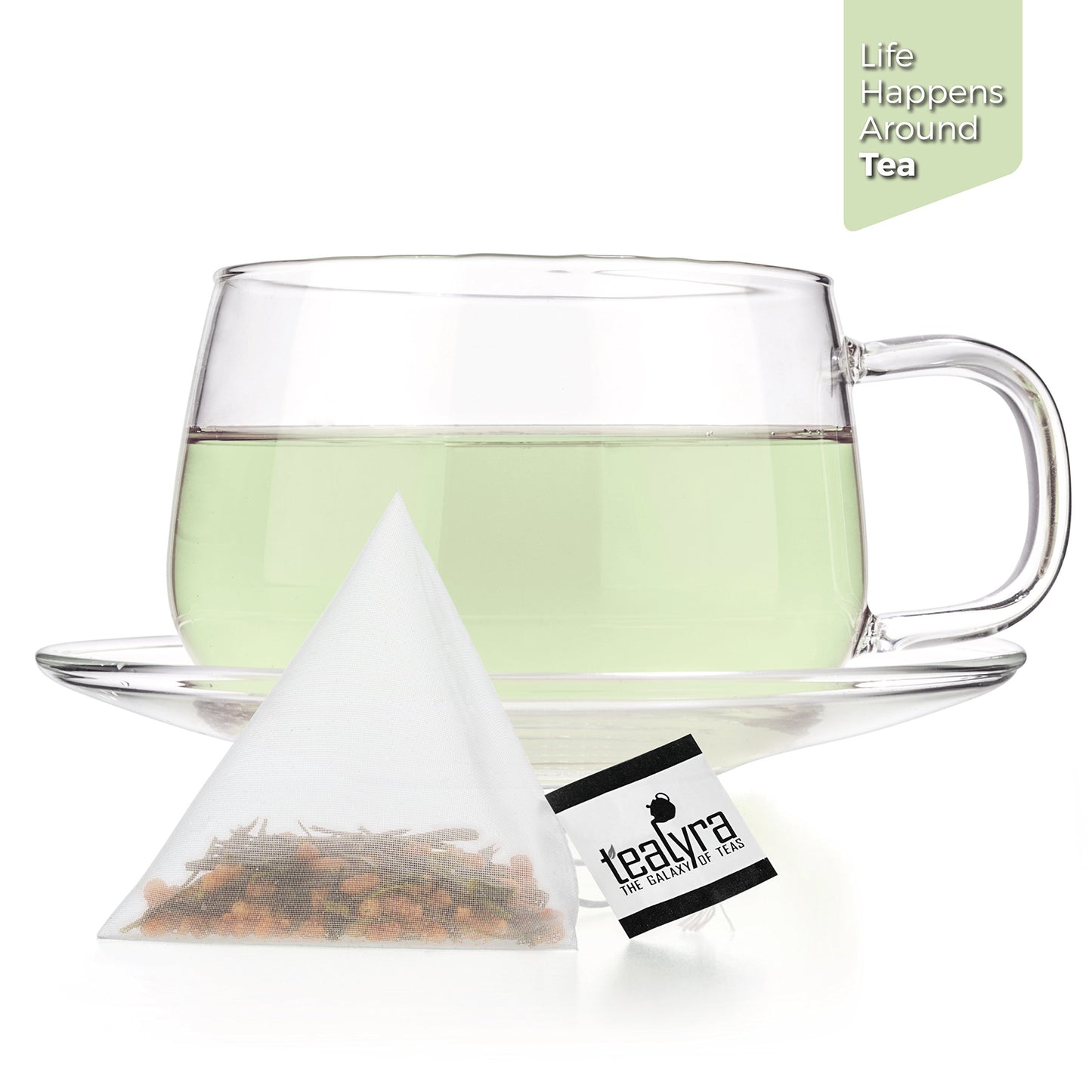 Tealyra Gen Mai Cha Supreme Green Tea - 25 Pyramids Sachets - Low Caffeine - Loose Leaf