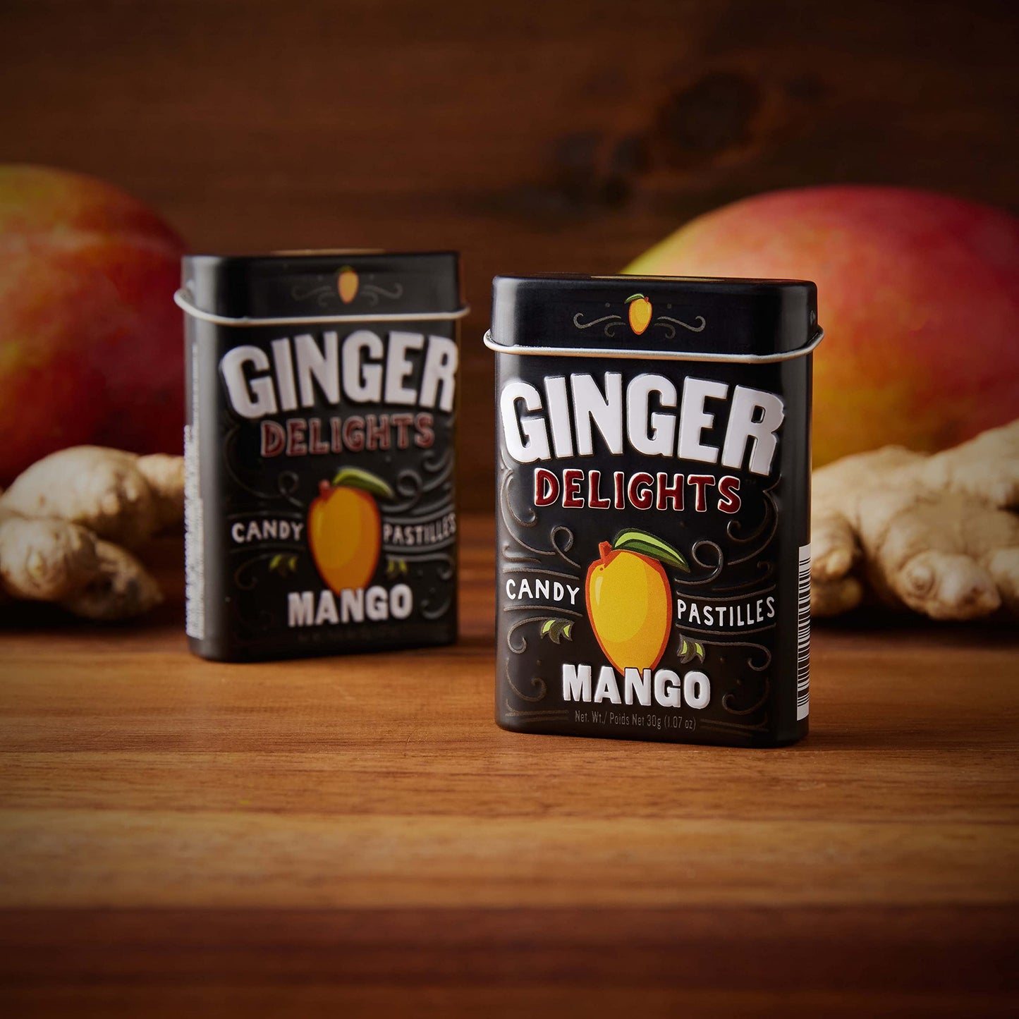 Ginger Delights Mango Candy | Genuine Ground Ginger Root, Natural Flavors | Kosher Certified, Vegan, Gluten Free | Aspartame & X