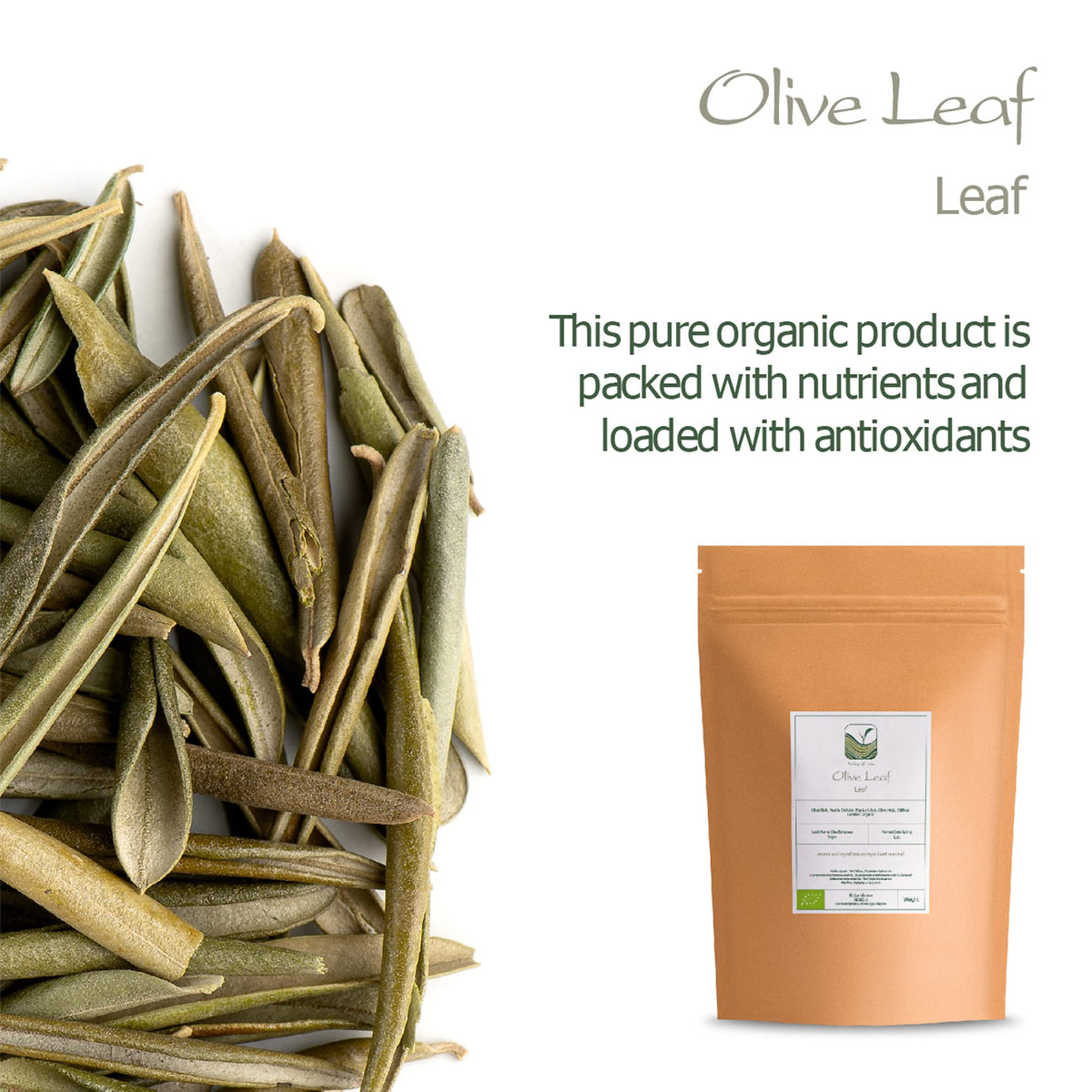 Valley of Tea Olive Leaf Tea - Dried Organic Olive Leaves, 350g