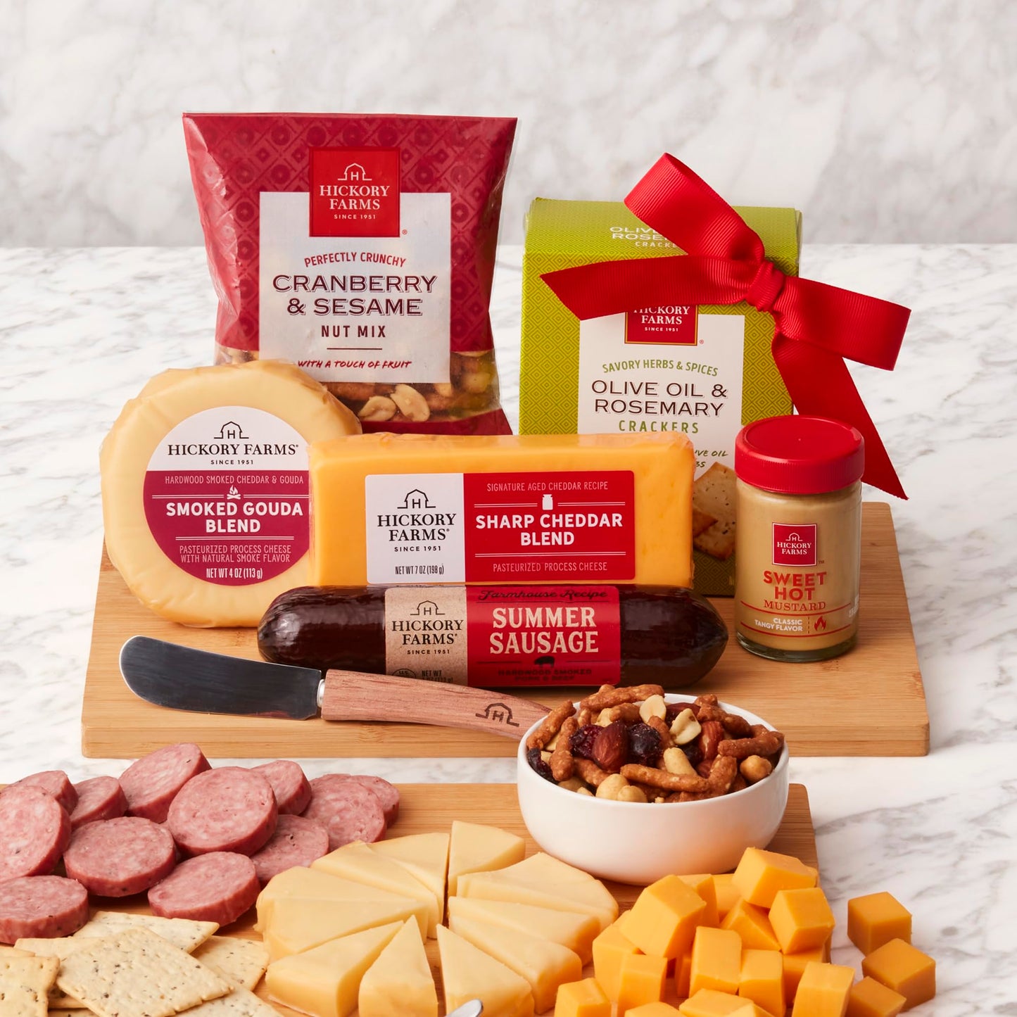 Hickory Farms Gourmet Farmhouse Meat And Cheese Board Gift Basket | Charcuterie Food | Summer Sausage | Fathers Day | Mothers Day | Easter | Christmas | Holiday | Housewarming | Gourmet | Sympathy | Care Package?