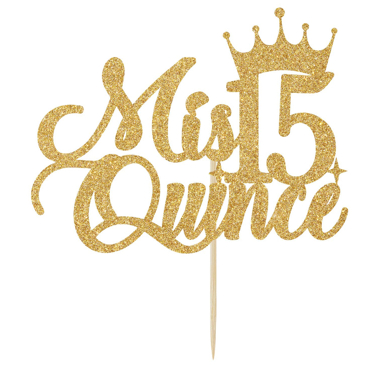 Jenrtvis Mis Quince 15 Cake Topper, 15Th Birthday Decorations, Gold Glitter