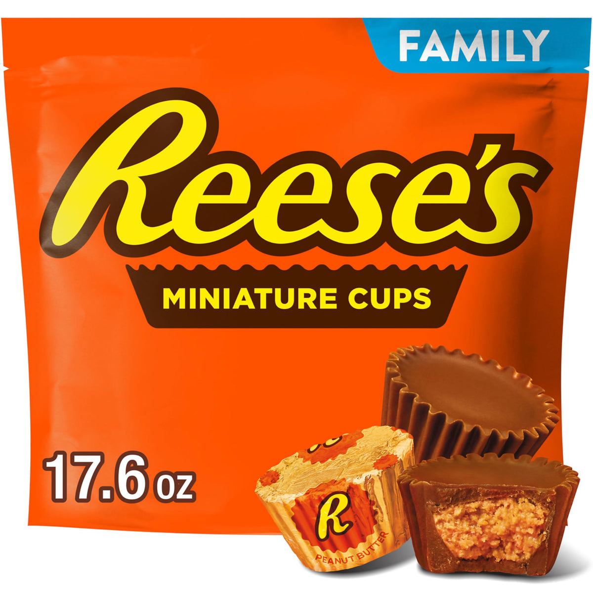 REESES Miniatures Milk Chocolate Peanut Butter Cups, Candy Family Pack, 17.6 oz