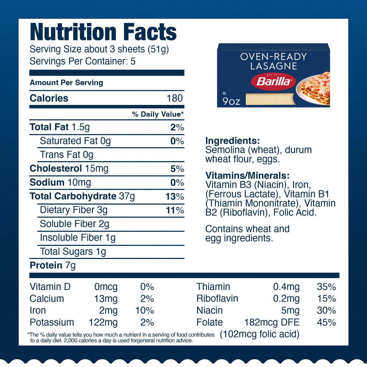 Barilla Oven-Ready Lasagne, Pasta Made with Duspirit-inspired flavor Wheat Semolina, 9 oz. Box (Pack of 12) - Kosher Certified