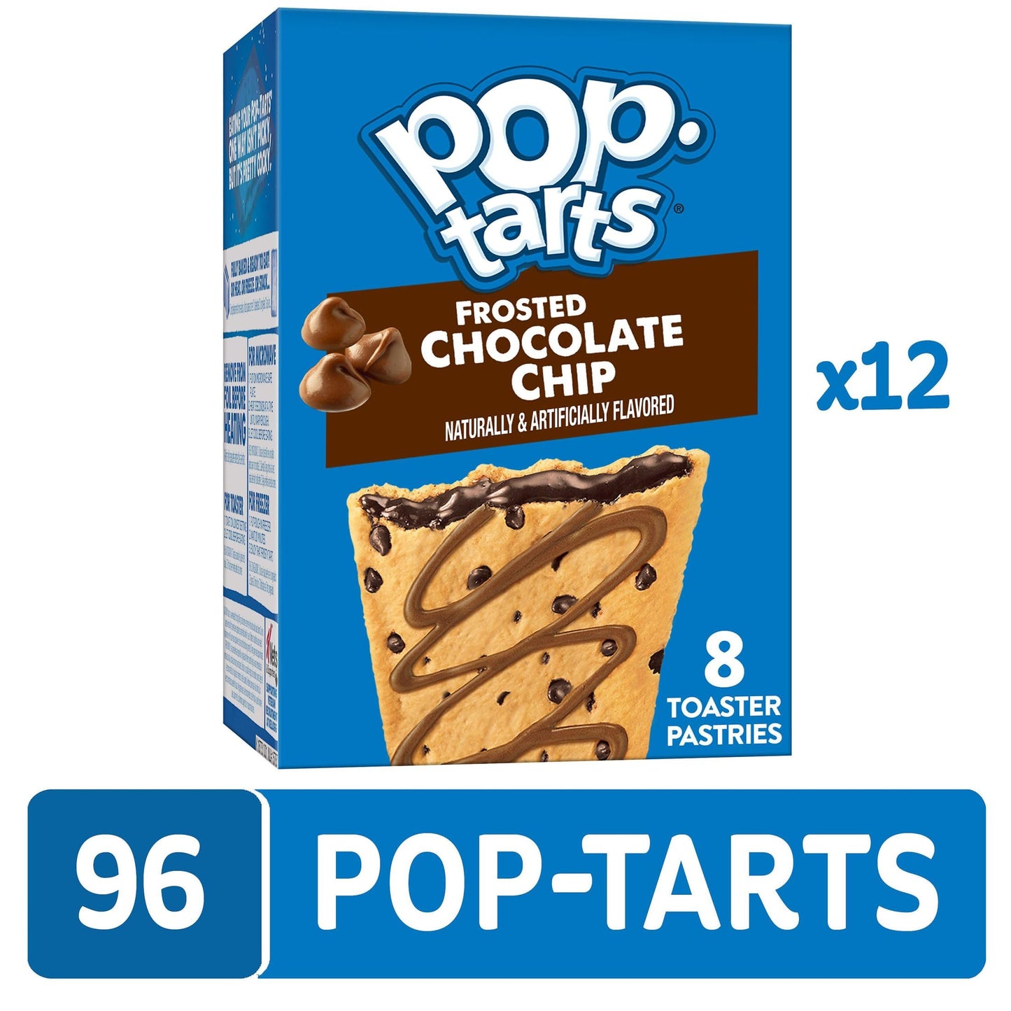 Pop-Tarts Toaster Pastries, Breakfast Foods, Kids Snacks, Frosted Chocolate Chip (96 Pop-Tarts)