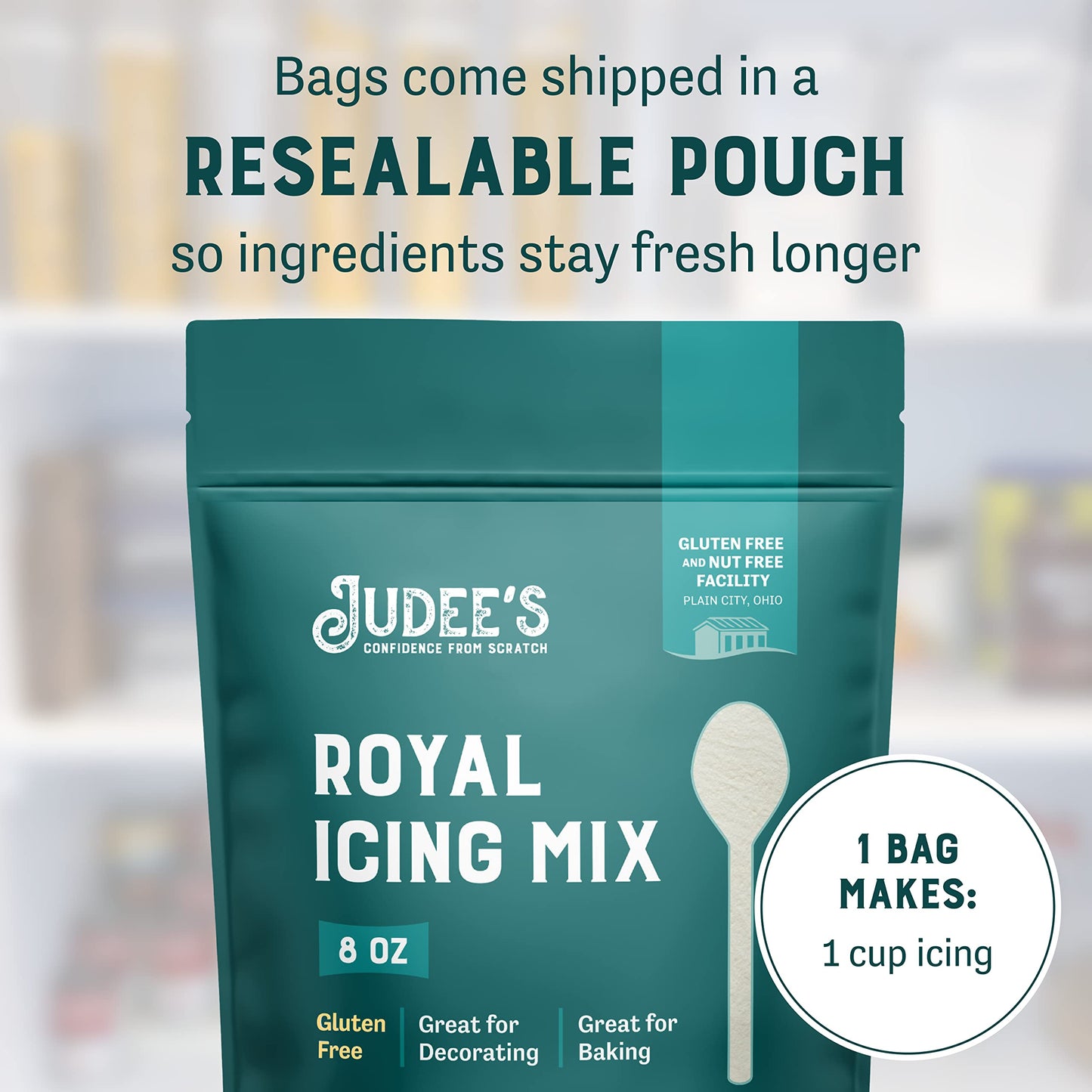 Judees Royal Icing Mix - Non-GMO, Gluten-Free - 8 oz for Baking and Decorating Cookies