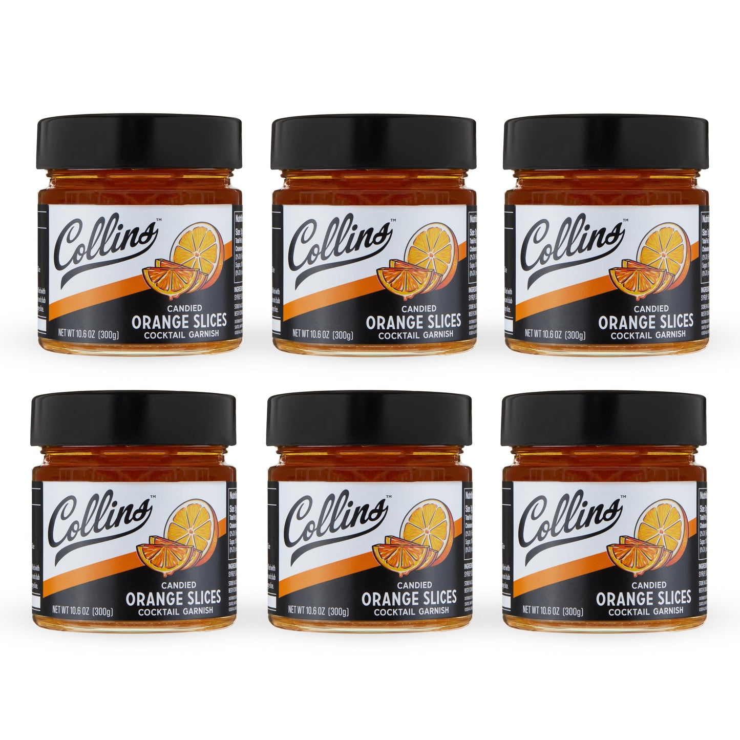 Collins Candied Orange Slices In Syrup  Gluten Free Mixed Flavor Garnishes For Margarita  Flavor Blend Sour  Fruit Punch  Pies  Ideal For Bars  Restaurants  Hotels  Desserts  Baking Supplies  10.6 Oz  Set Of 6