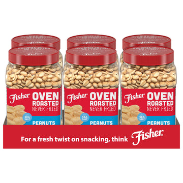 Fisher Oven Roasted Peanuts, Sea Salt, Gluten Free, Vegan, 24 oz (Pack of 6), Brown