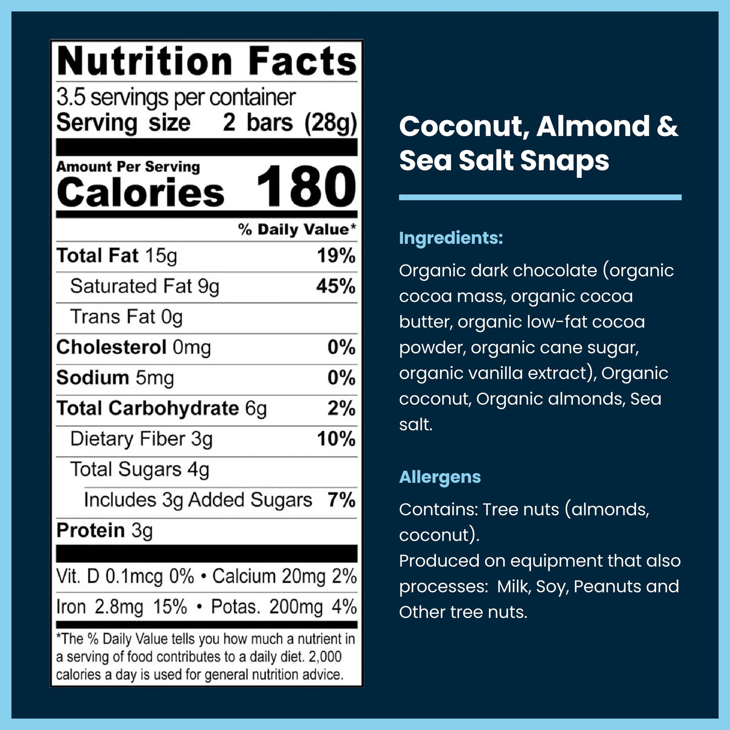 Chocxo Dark Chocolate Coconut Almond & Sea Salt Snaps - Low In Sugar, Organic 85% Cacao, Non-Gmo, Keto Certified, Gluten Free & Kosher. No Artificial Sweeteners Or Sugar  S, 3.45 Oz (Pack Of 6)