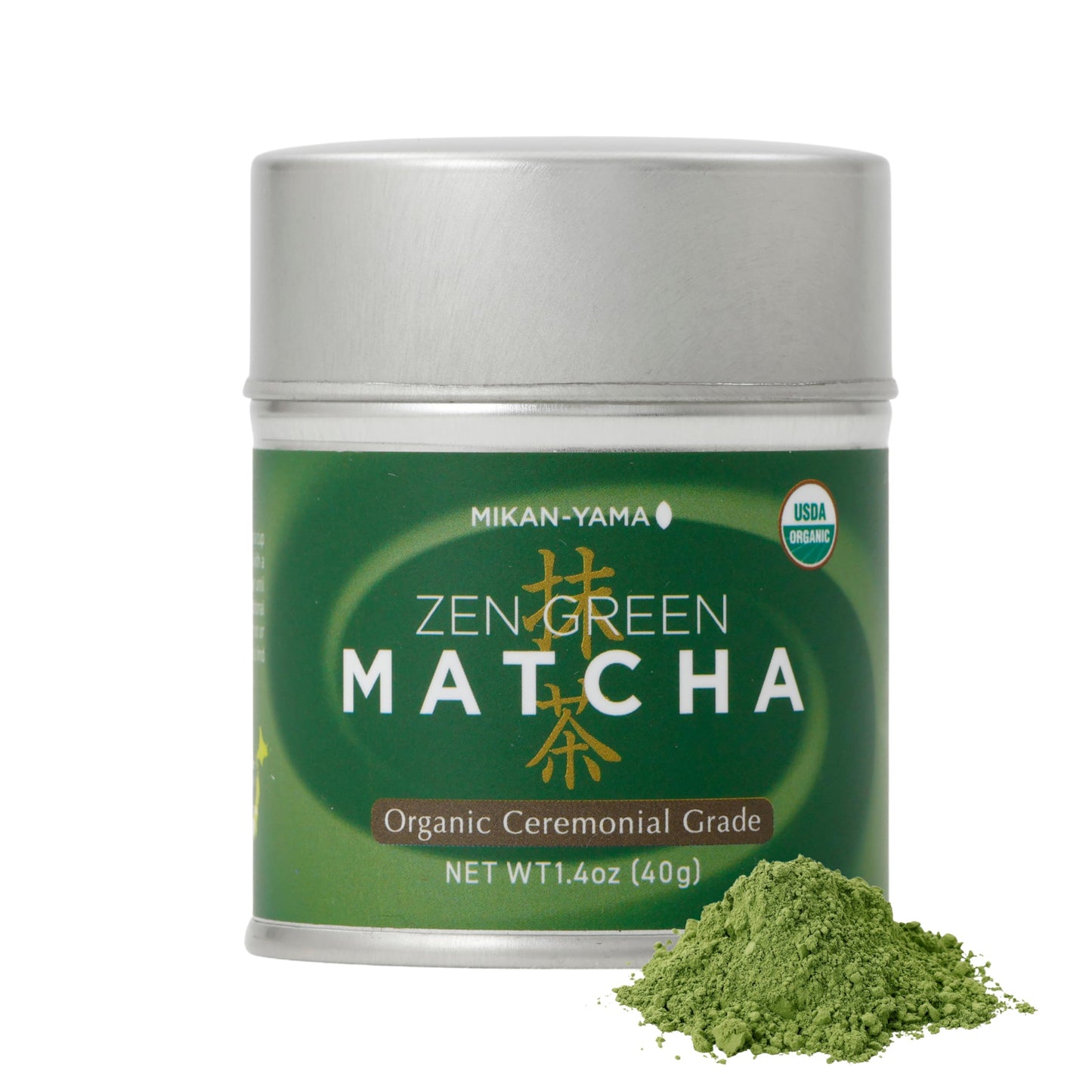 MIKAN YAMA ZEN GREEN Organic Matcha Powder, 100% Authentic Japanese Ceremonial Grade, 40g (1.41oz) - Saemidori Cultivar
