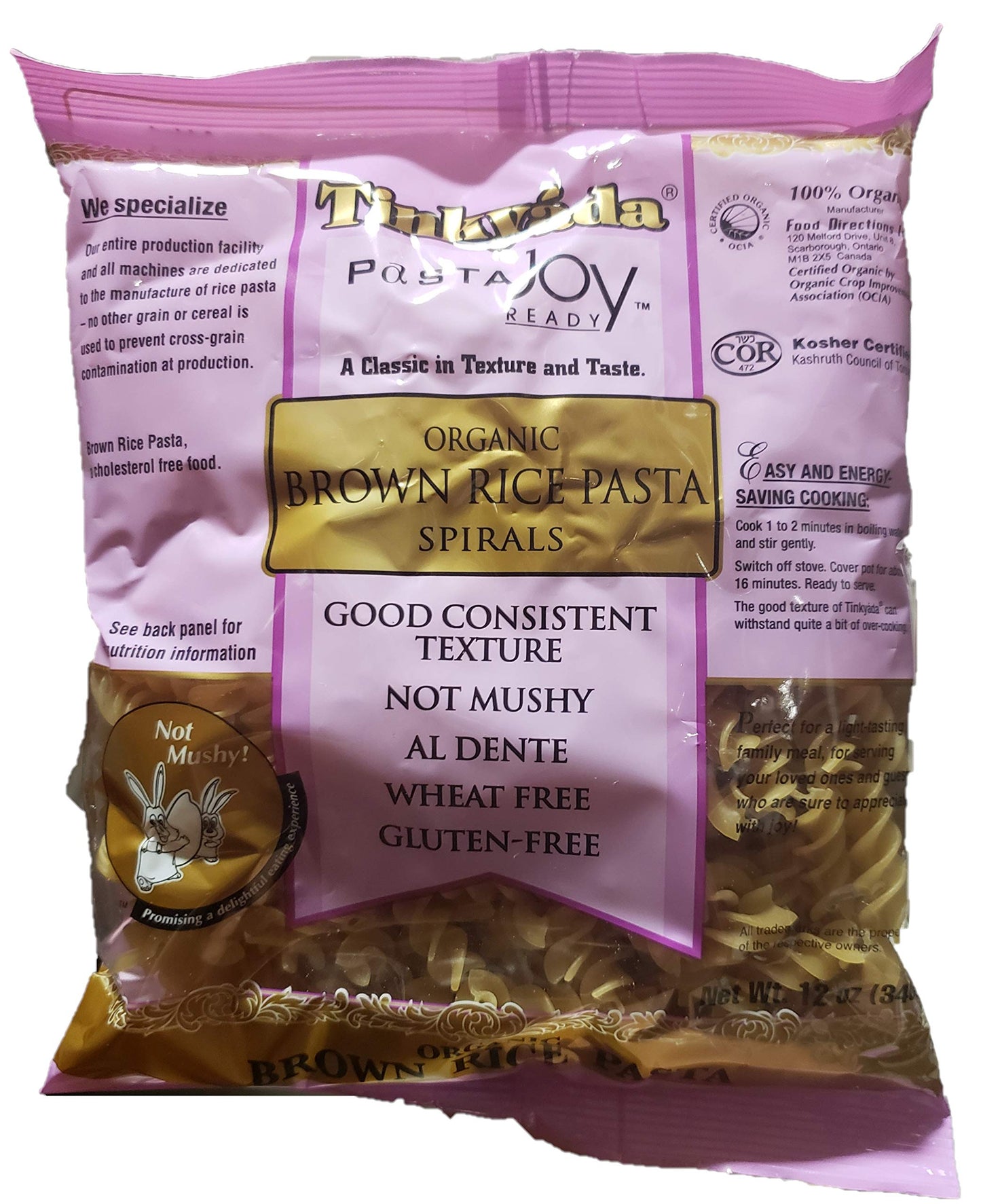 TINKYADA PASTA BRWN RICE SPIRAL ORG, 12 OZ