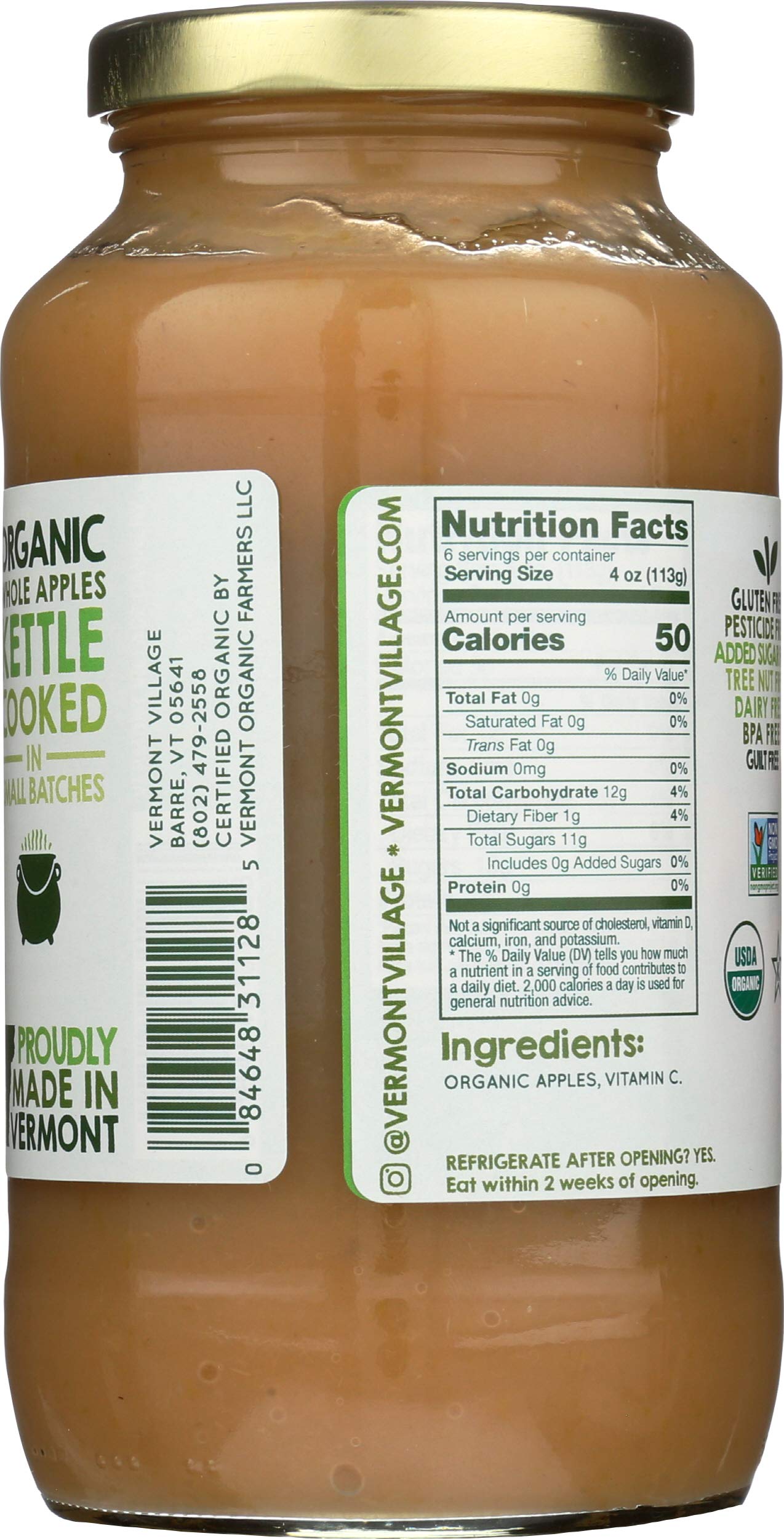 Vermont Village Cannery Applesauce Unsweet Organic, 24 Oz