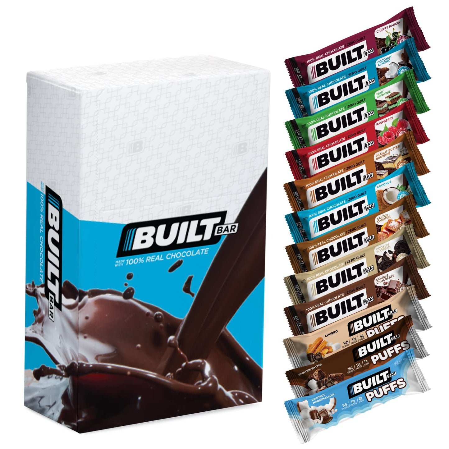 Built Bar High Protein Energy Bars Variety Pack - 12 Gluten-Free Flavors, Low Carb, Low Calorie, Low Sugar, Healthy Snack